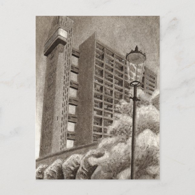 Trellick Tower Original gezeichnet Postkarte (Vorderseite)