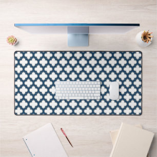 Trellis bleu blanc et marine, treillis, Quatrefoil