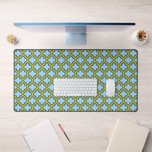 Trellis bleu et jaune, treillis, Quatrefoil