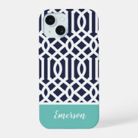 Trellis de monogramme Navy et Aqua