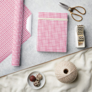 Trellis Himbeere - Weiß Geschenkpapier