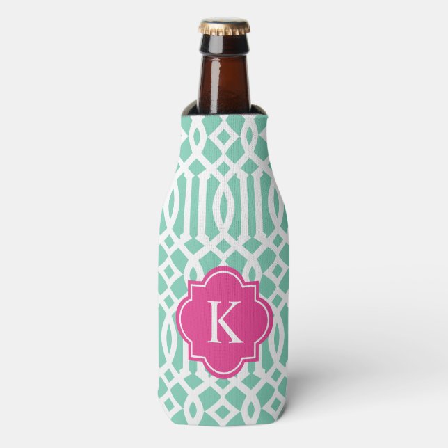 Trellis in Rosa und am Meer | Flasche Cooler Flaschenkühler (Flaschenvorderseite)