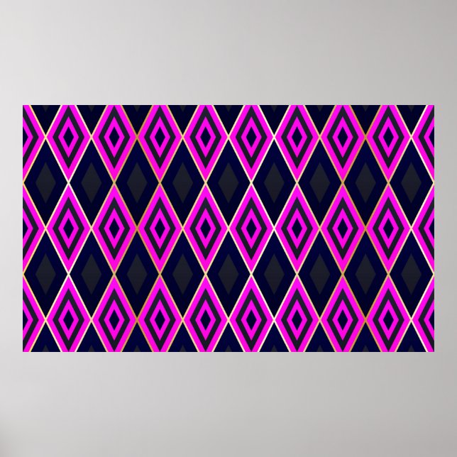 Trellis rhombus formt geometrisch nahtloses Muster Poster (Vorne)