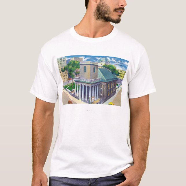 Tremont Straßen-Ansicht von Königen Chapel T-Shirt (Vorderseite)