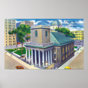Tremont Street View of Kings Chapel Poster