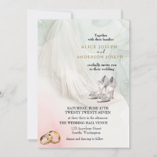 Trenby Bride Veil Green Wedding Einladung