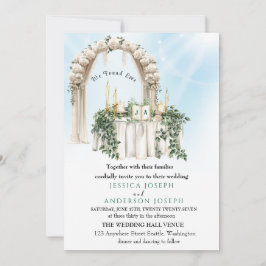 Trenby Stylish Green Wedding Blume Door Einladung