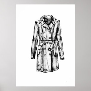 Trench Coat Ink Sketch Poster