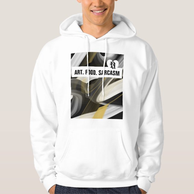 Trend Abstrakt Art Schwarz-weiß Gold Hoodie (Vorderseite)