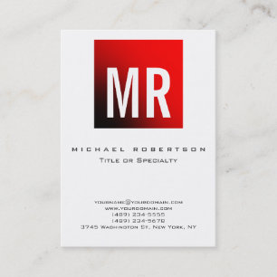 Trend Bold Schriftartes Monogram White Red Busines Visitenkarte