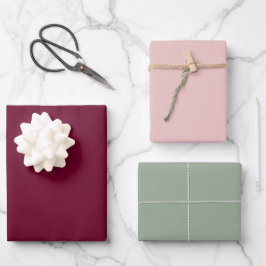 Trend Color Burgundy Pink Sage Geschenkpapier Set