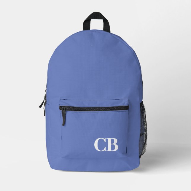 Trend Color - Jewel Blue Monogram Printed Backpack Bedruckter Rucksack (Vorderseite)