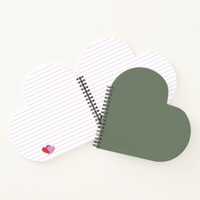 Trend Color - Mute Greenish Grey Heart Notebook Notizbuch (Innenseite)