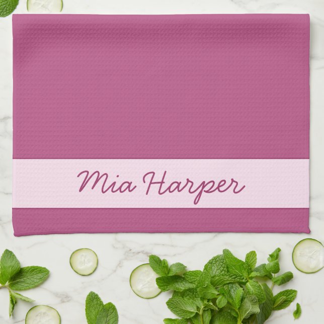 Trend Color Pink Lila Berry - Name Küchentuch (Gefaltet)