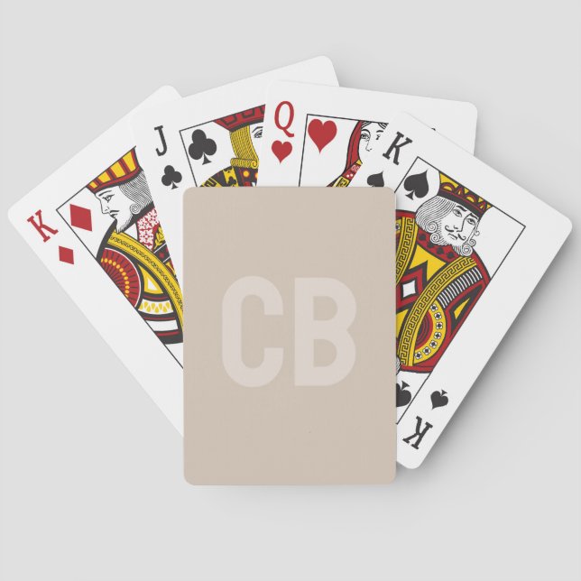 Trend Color Soft Taupe Monogramm Playing Cards Spielkarten (Rückseite)