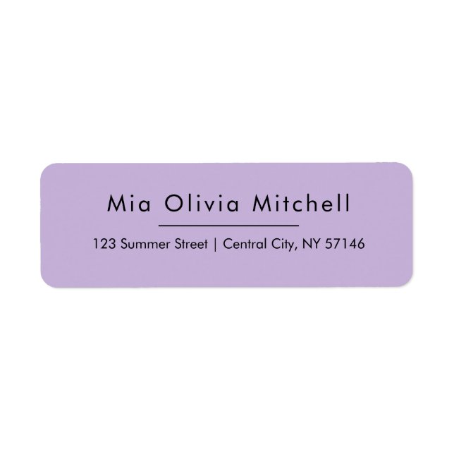 Trend Color Soft Violet Einfache Adressenmarken (Vorne)