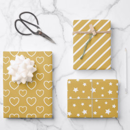 Trend Colors - Goldene Gelbe Farbe - Muster Geschenkpapier Set