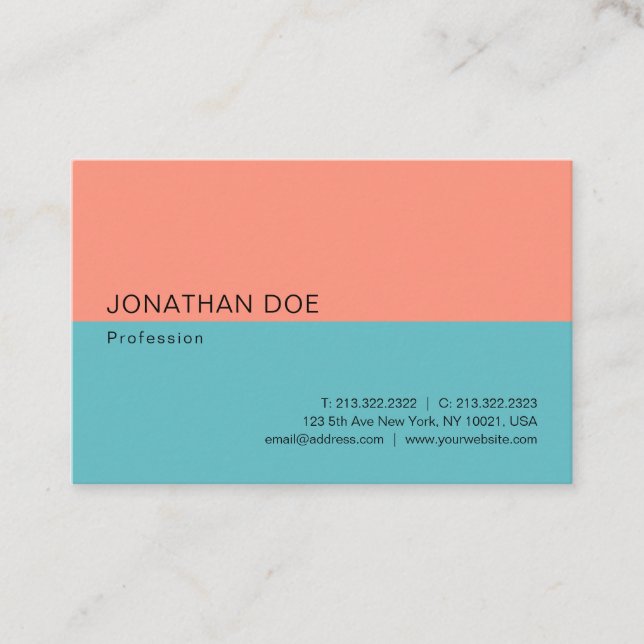 Trend Colors Modernes Minimalistisches Beruflich Visitenkarte (Vorderseite)