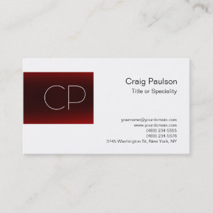 Trend Dark Red White Monogram Business Card Visitenkarte