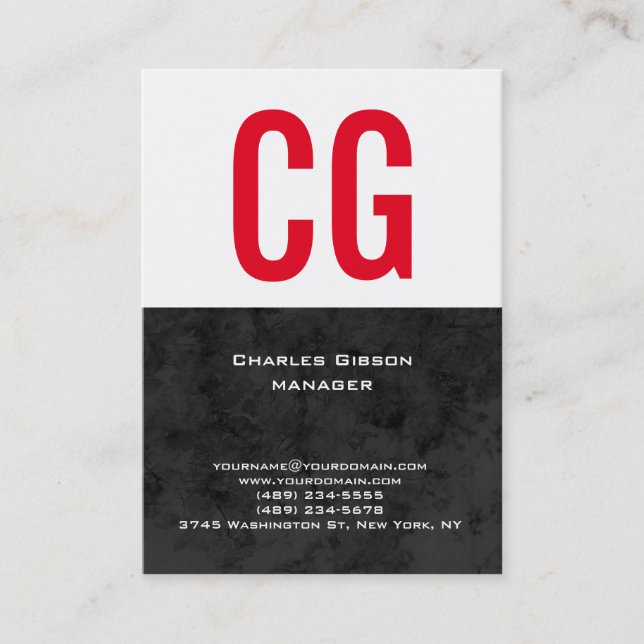 Trend Einzigartiger schlichter Schwarz-weißer Rote Visitenkarte (Vorderseite)