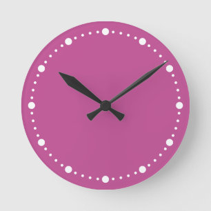 Trend Farbe - Berry Pink, weiße Punkte, rund Uhr