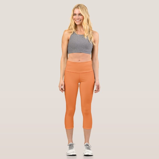 Trend Farbe Frische Mandarine Hoch waisted Capris (Vorderseite)