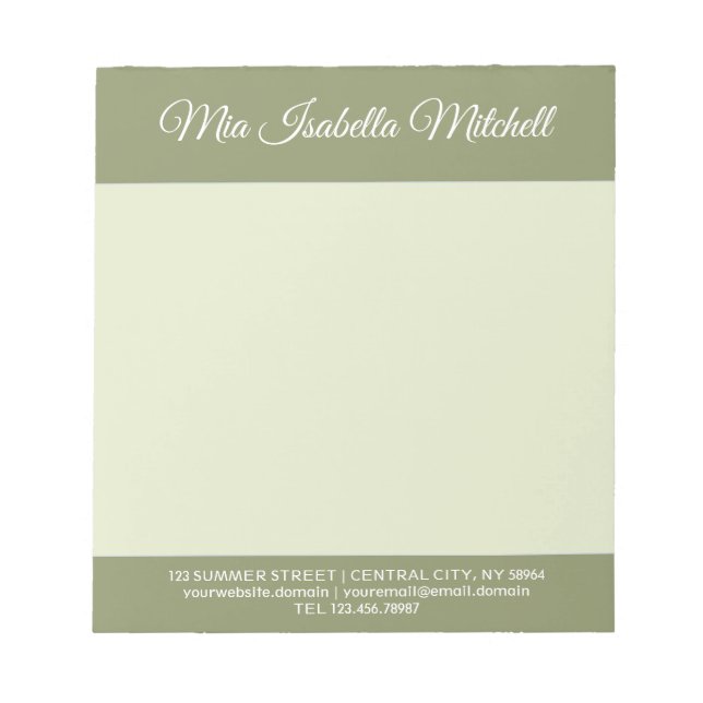 Trend-Farbe - Grüner Business-Notepad Notizblock (Vorderseite)
