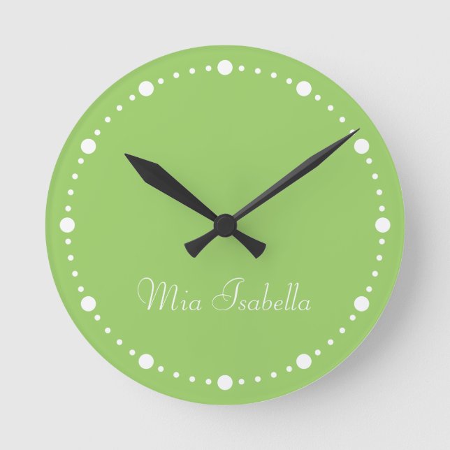 Trend Farbe Kiwi grüne weiße Punkte Name Uhr Uhr (Vorderseite)