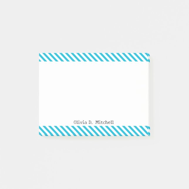 Trend Farbe - lebhafter Cyan Strichen Post-it Klebezettel (Vorderseite)