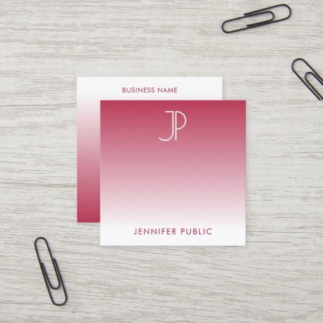 Trend Farbe Viva Magenta Elegant Quadratische Visitenkarte (Vorderseite/Rückseite Beispiel)