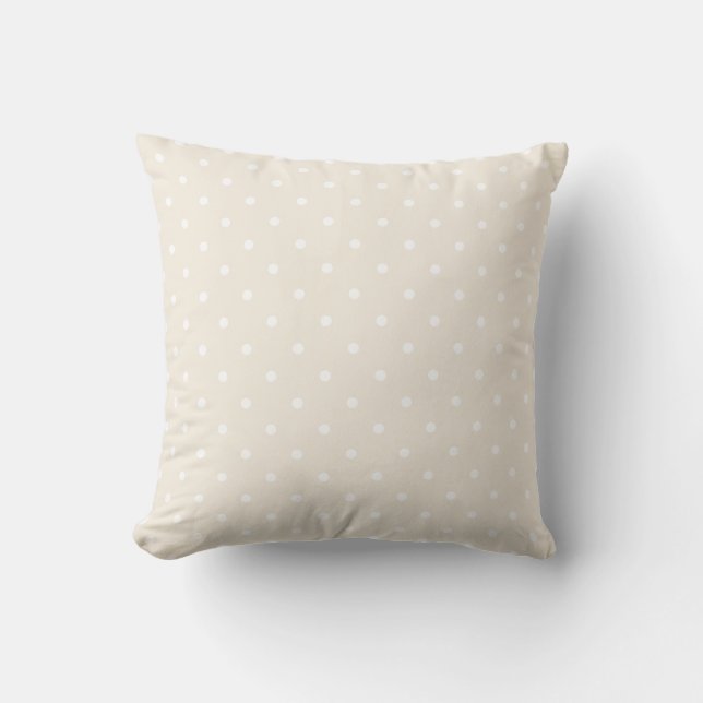 Trend Farbe Vorlage Beige Creme Weiße Polka Punkte Kissen (Vorderseite)