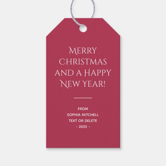 Trend Farbe warm Rosa Weihnachten Geschenkanhänger (Vorderseite)
