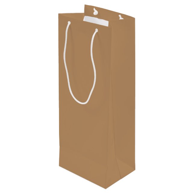 Trend Farbe - Warme Beige Weinbeutel Geschenktüte Für Weinflaschen (Rückseite Schrägansicht)