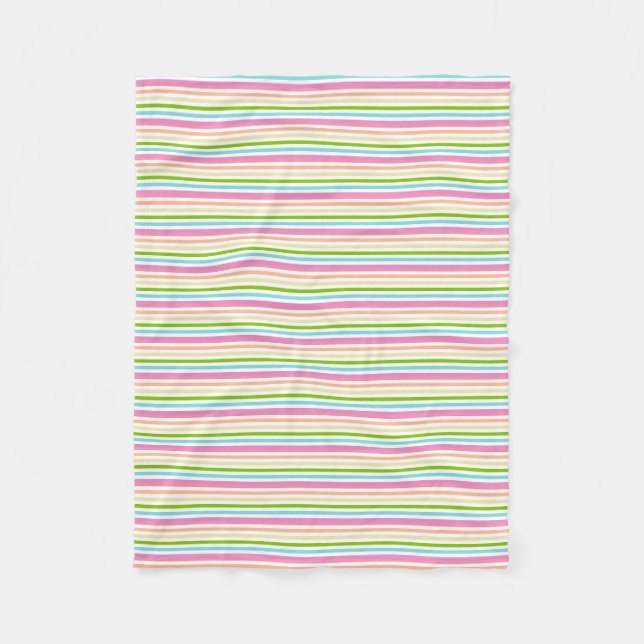 Trend Farben Gelb Grün Rosa Weiß Streifen Fleecedecke (Vorderseite)
