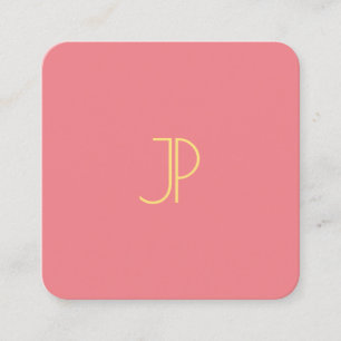 Trend Farben Modernes Template Gold Look Monogram Quadratische Visitenkarte