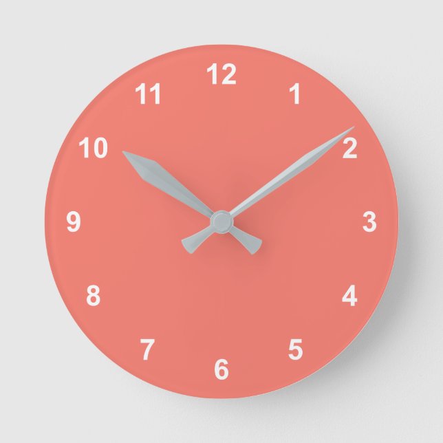 Trend Farbkorallenleuchte Rundlaufuhr mit Zahlen Runde Wanduhr (Vorderseite)