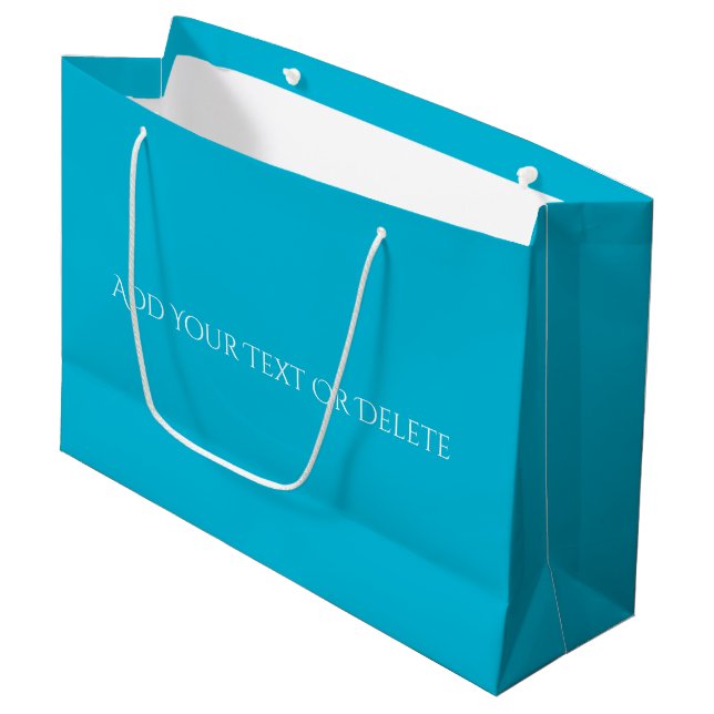Trend - lebhafte Cyan-Farbe - Solid Große Geschenktüte (Vorderseite Schrägansicht)