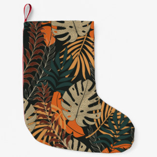 Trend nahtlos tropisches Muster mit hellorangefarb Kleiner Weihnachtsstrumpf