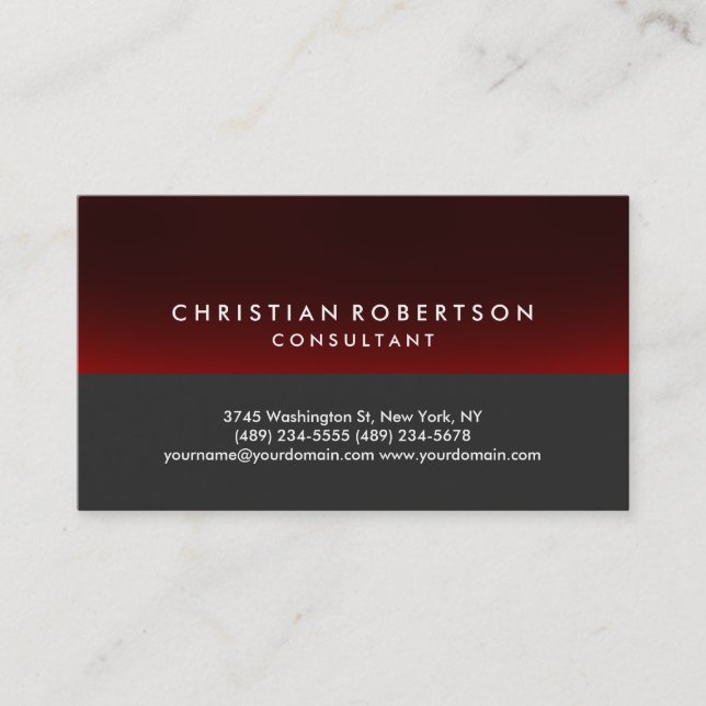 Trend Style Gray Red Niedlich Consultant Business  Visitenkarte (Vorderseite)