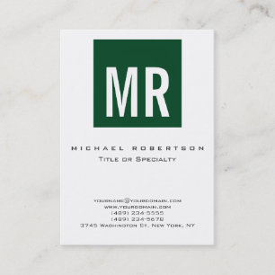 Trend Up Forest Green Monogram White Carte de visi