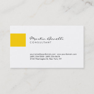 Trend Yellow White Minimalistisch Script Business  Visitenkarte