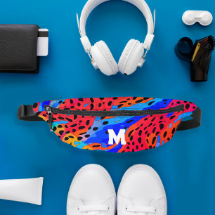 TrendAbstrakt Blue Red Animal Print Monogram Bauchtasche