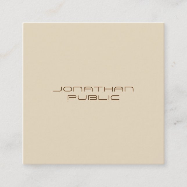 Trendbeige einfache Vorlage Minimalistisch Moderne Quadratische Visitenkarte (Vorderseite)