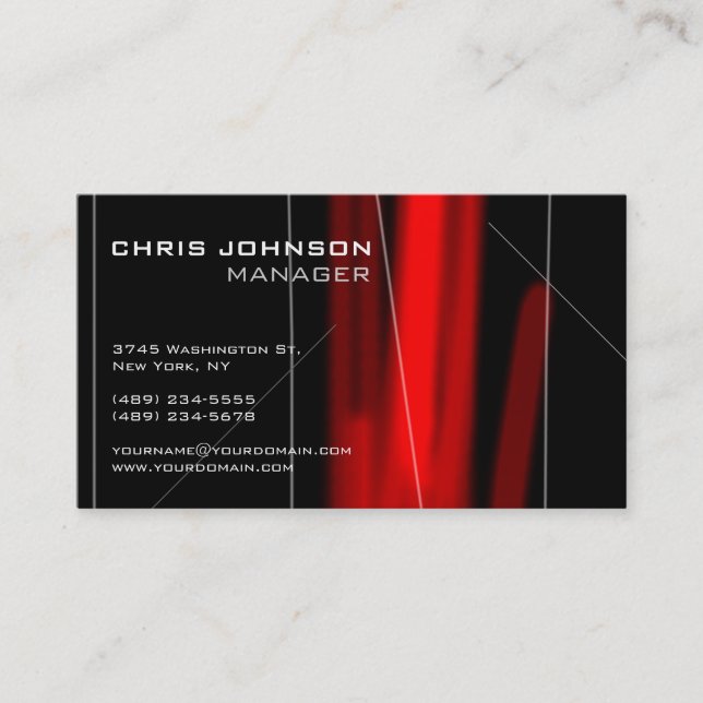 TrendBlack Red Charming Manager Business Card Visitenkarte (Vorderseite)