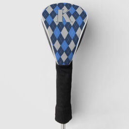Trendblau auf blauem Raute-Muster Modernes Monogra Golf Headcover