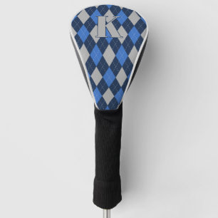 Trendblau auf blauem Raute-Muster Modernes Monogra Golf Headcover