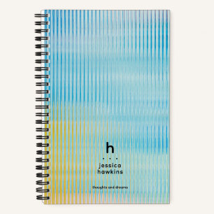 Trendblau-gelbes Prismatikglas Modernes Monogramm Notizbuch