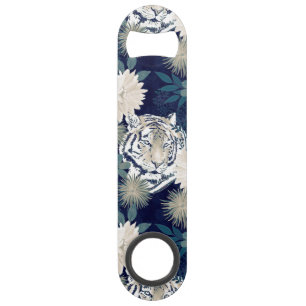 Trendblau Tiger Animal Watercolor Blumendesign Speed Flaschenöffner