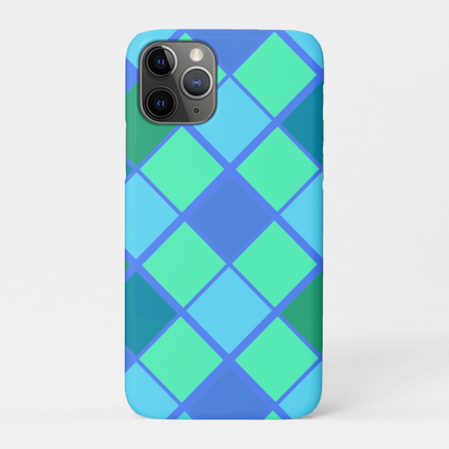 Trendblau und grünes Diamantmuster Case-Mate iPhone Hülle (Rückseite)