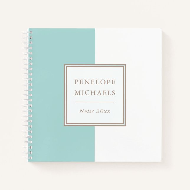 Trendblau und weiß gefärbtes Block Notebook Notizbuch (Vorderseite)